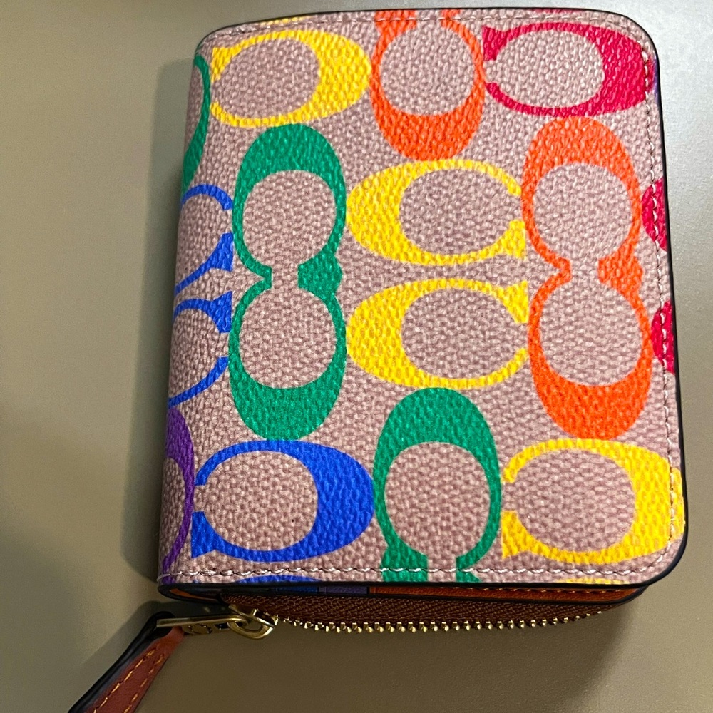 Coach Billfold Wallet in Rainbow Signature Canvas